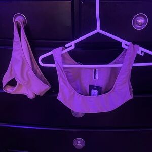 Fashion Nova Cream Sports Bra Set